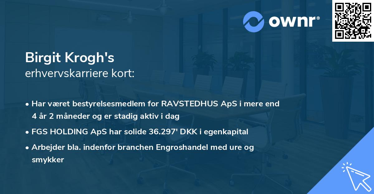 Birgit Krogh's erhvervskarriere kort