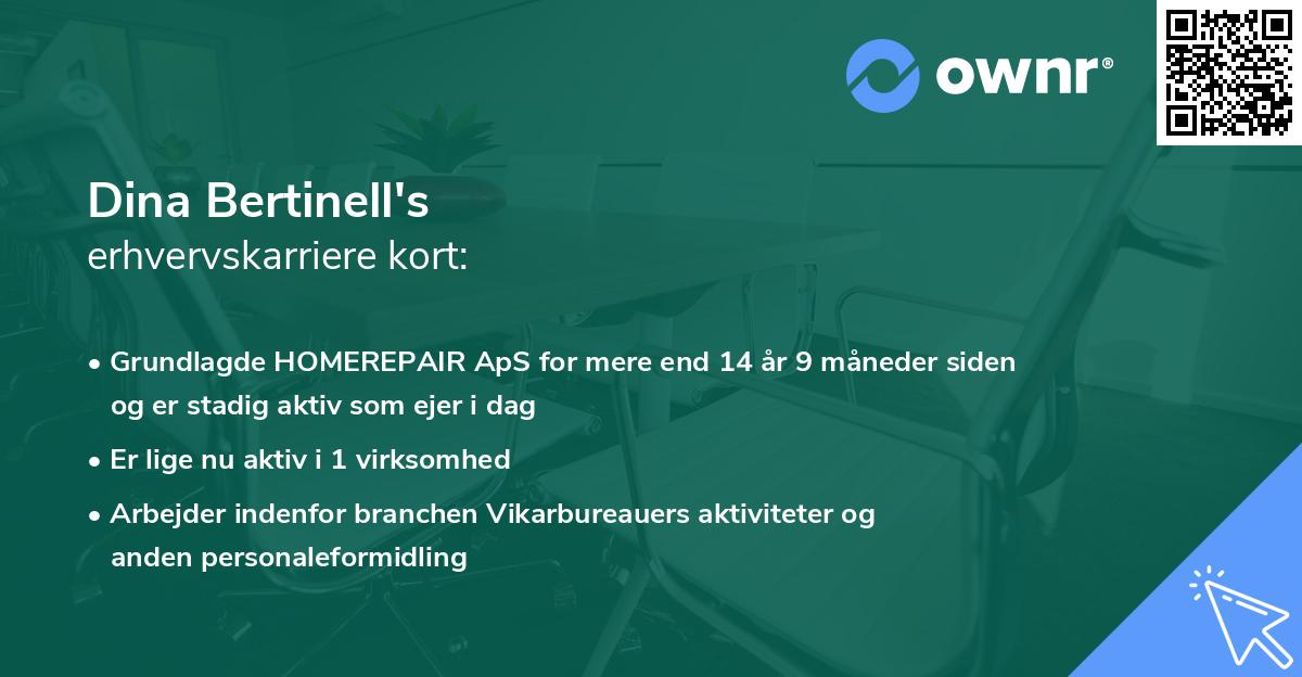 Dina Bertinell's erhvervskarriere kort