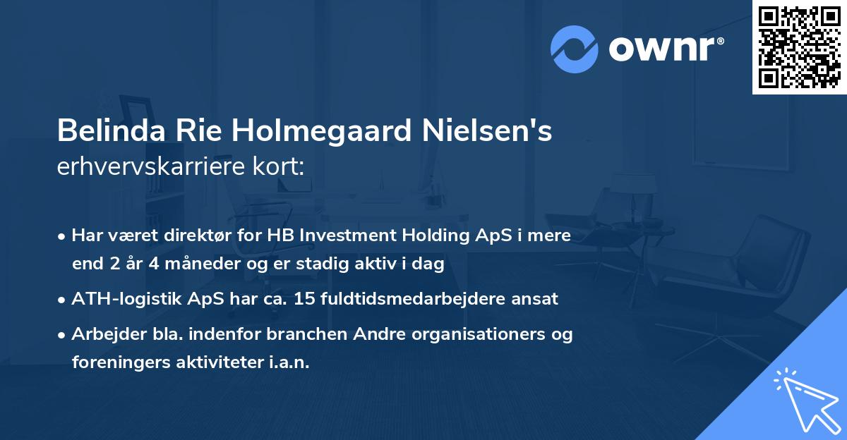 Belinda Rie Holmegaard Nielsen's erhvervskarriere kort