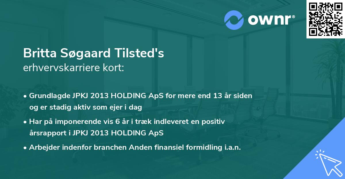 Britta Søgaard Tilsted's erhvervskarriere kort