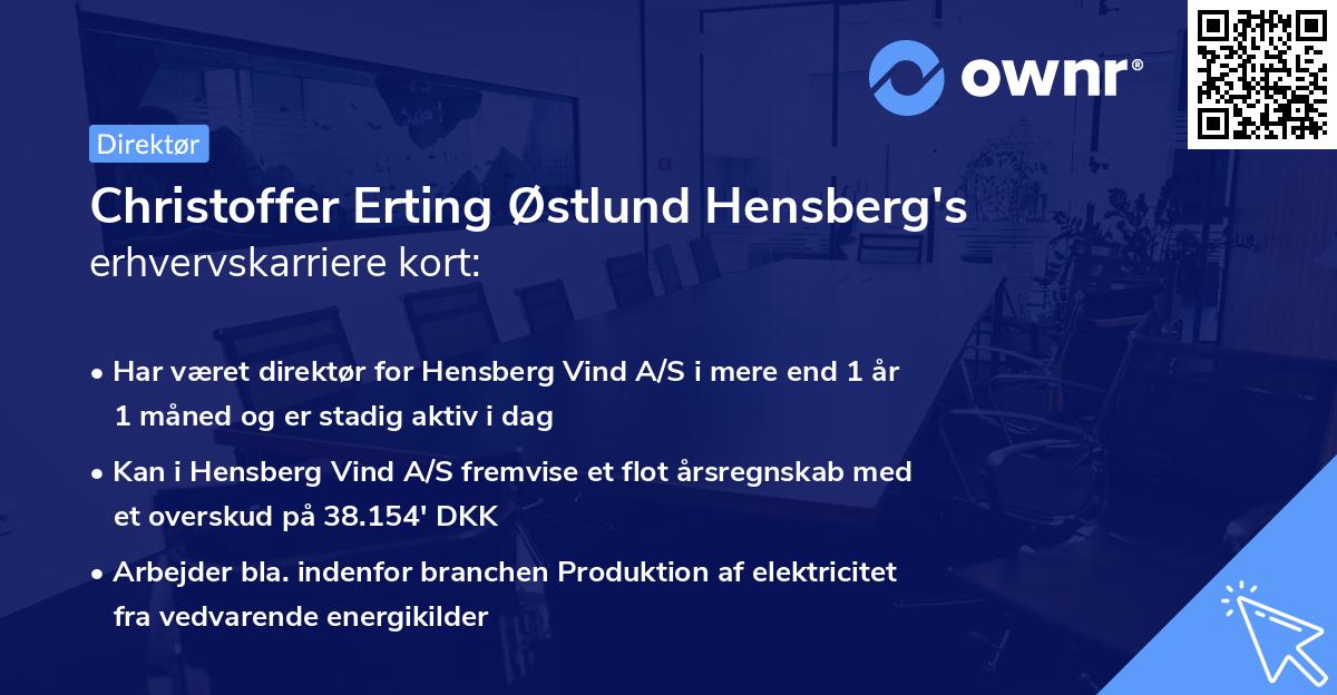 Christoffer Erting Østlund Hensberg's erhvervskarriere kort