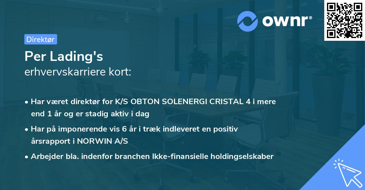 Per Lading's erhvervskarriere kort