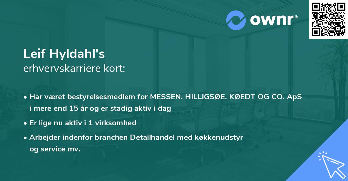 Leif Hyldahl's erhvervskarriere kort