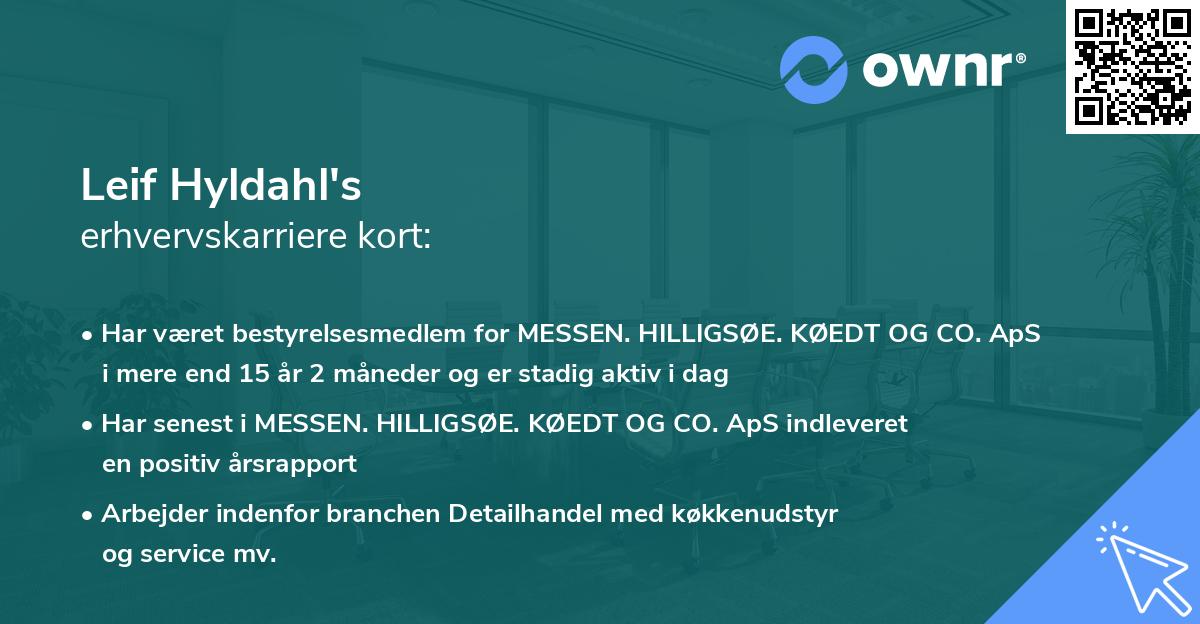Leif Hyldahl's erhvervskarriere kort