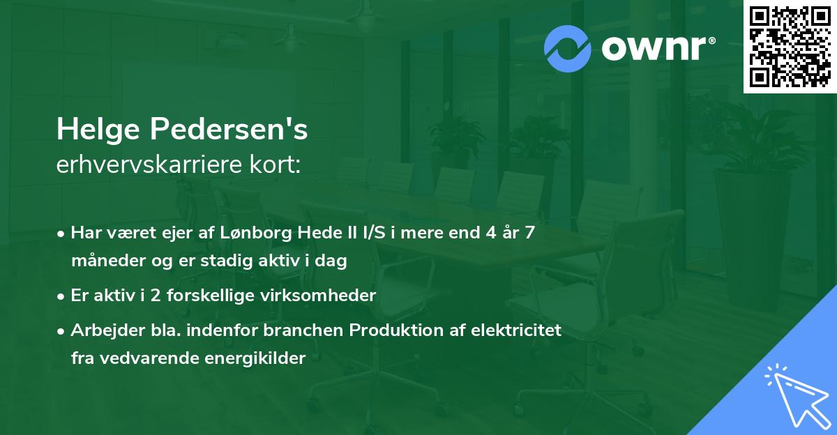 Helge Pedersen's erhvervskarriere kort