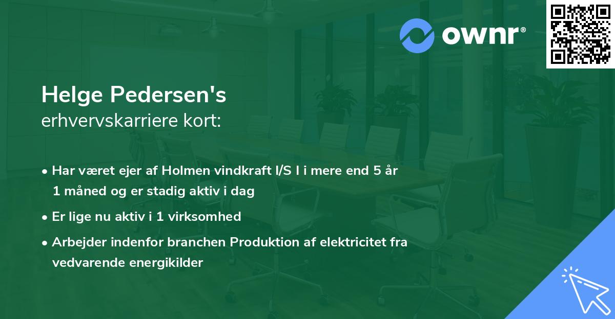 Helge Pedersen's erhvervskarriere kort