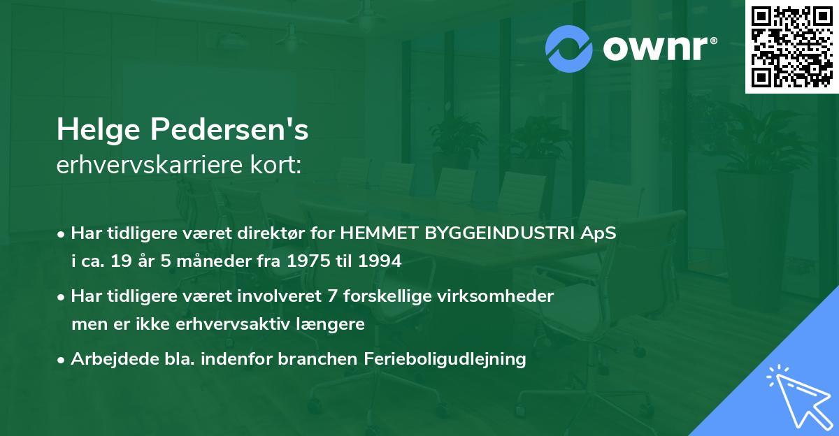 Helge Pedersen's erhvervskarriere kort