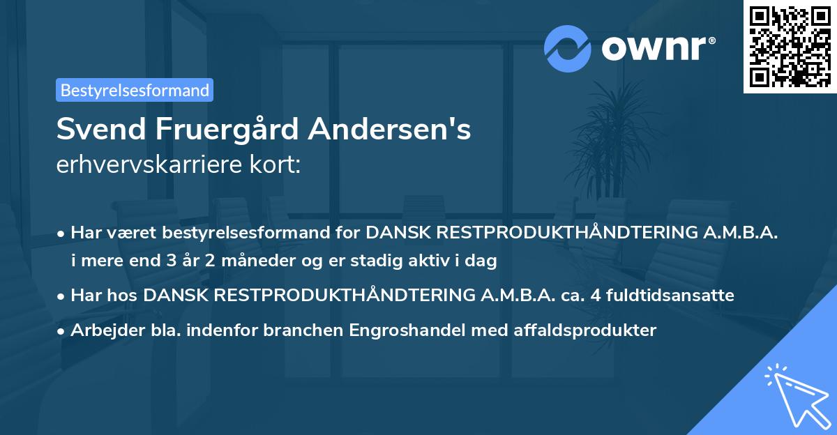 Svend Fruergård Andersen's erhvervskarriere kort