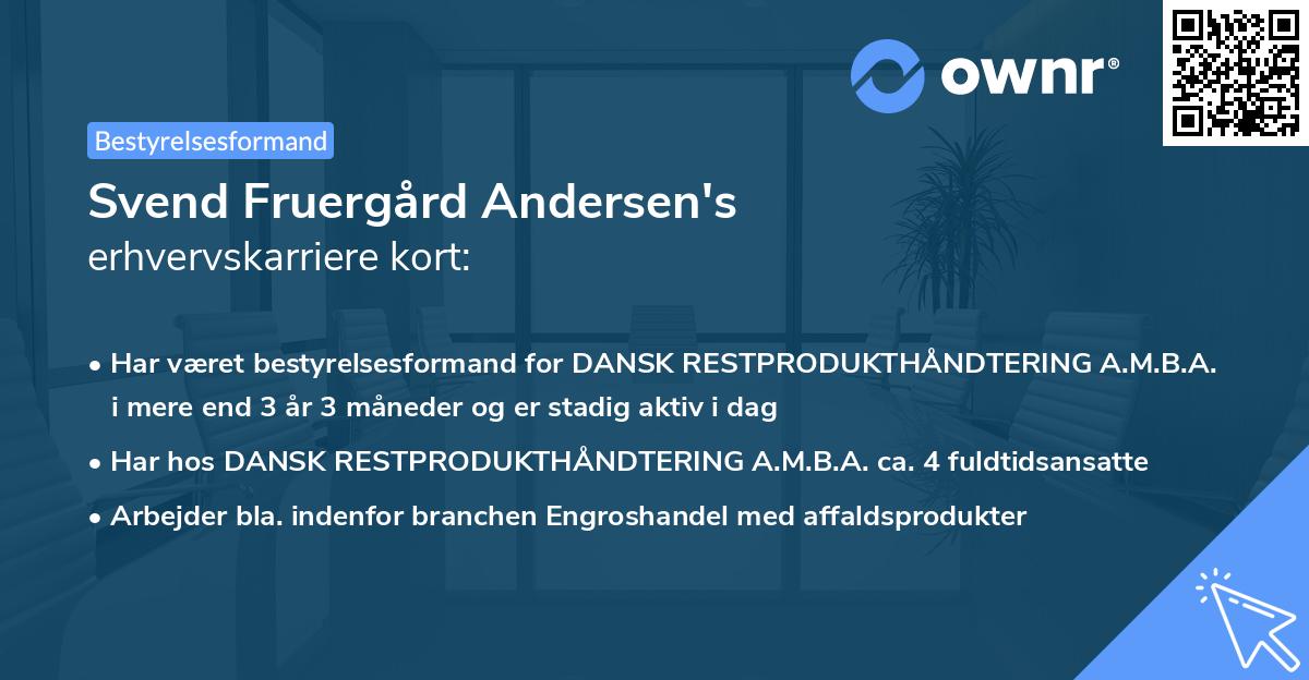 Svend Fruergård Andersen's erhvervskarriere kort
