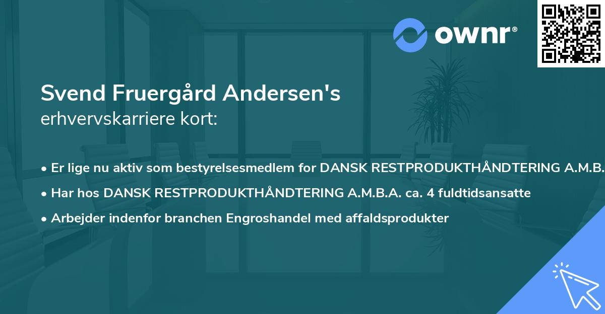 Svend Fruergård Andersen's erhvervskarriere kort