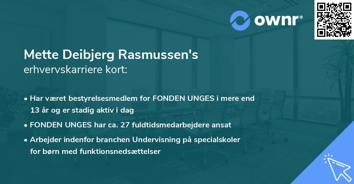Mette Deibjerg Rasmussen's erhvervskarriere kort