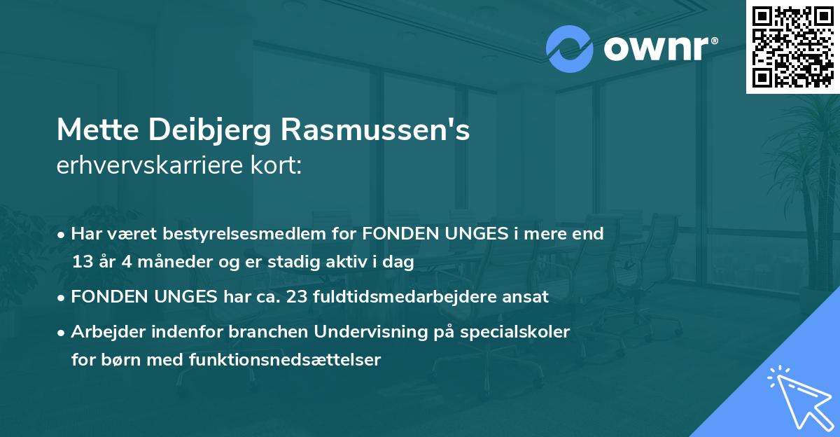 Mette Deibjerg Rasmussen's erhvervskarriere kort