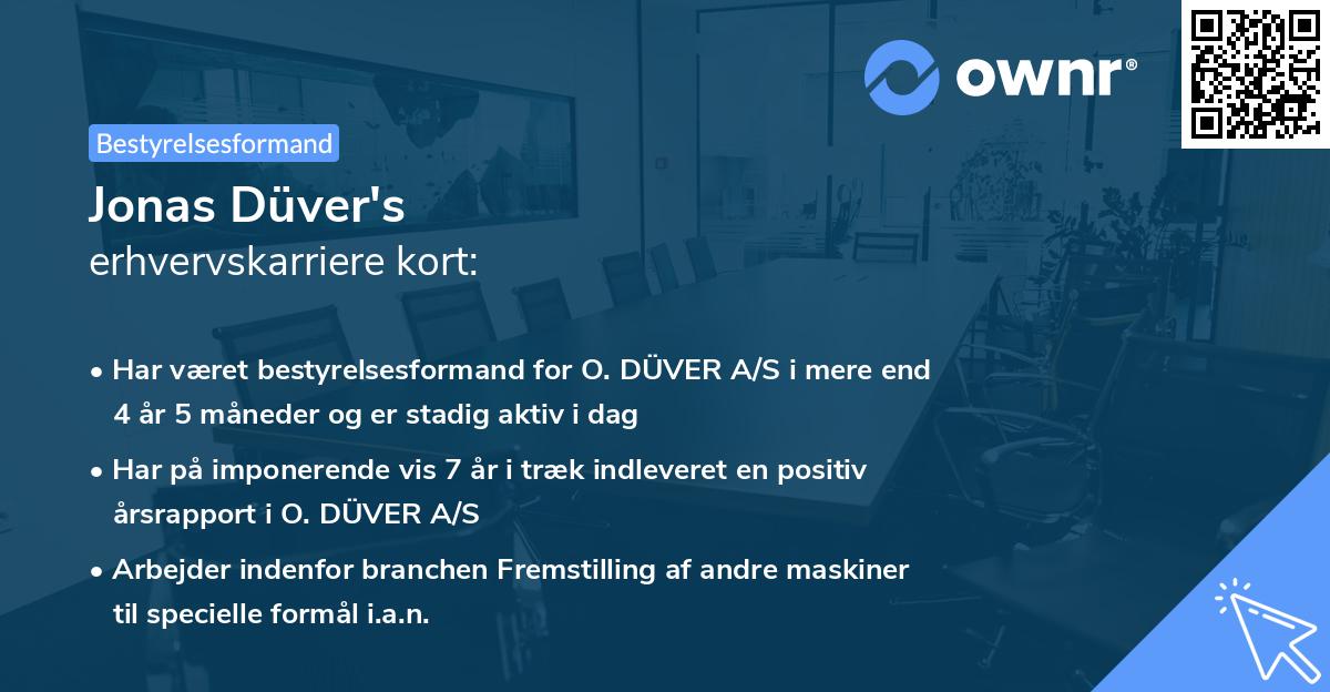 Jonas Düver's erhvervskarriere kort