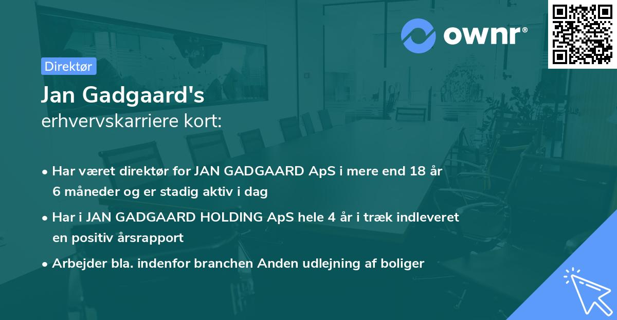 Jan Gadgaard's erhvervskarriere kort
