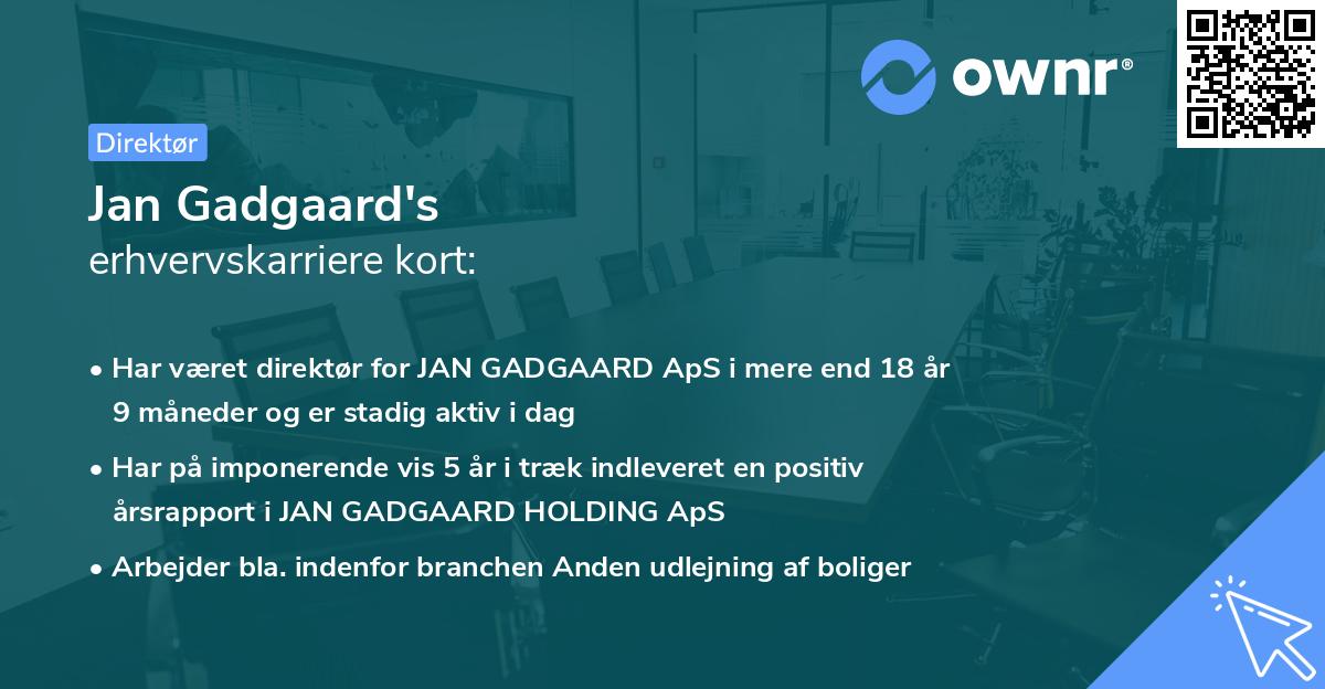 Jan Gadgaard's erhvervskarriere kort