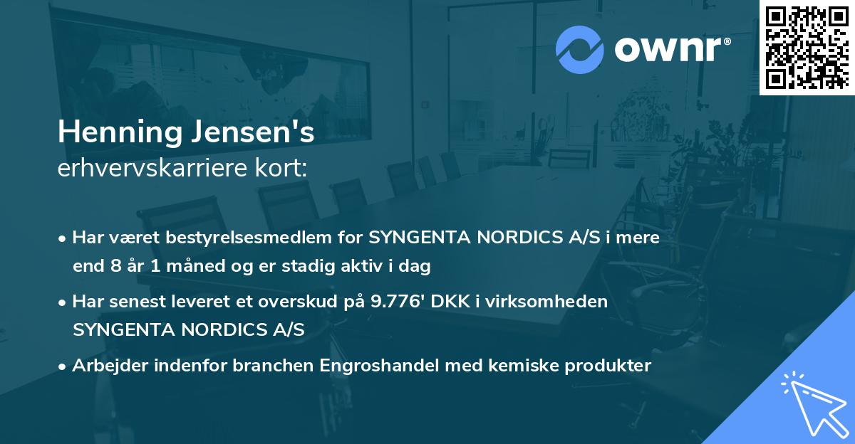 Henning Jensen's erhvervskarriere kort