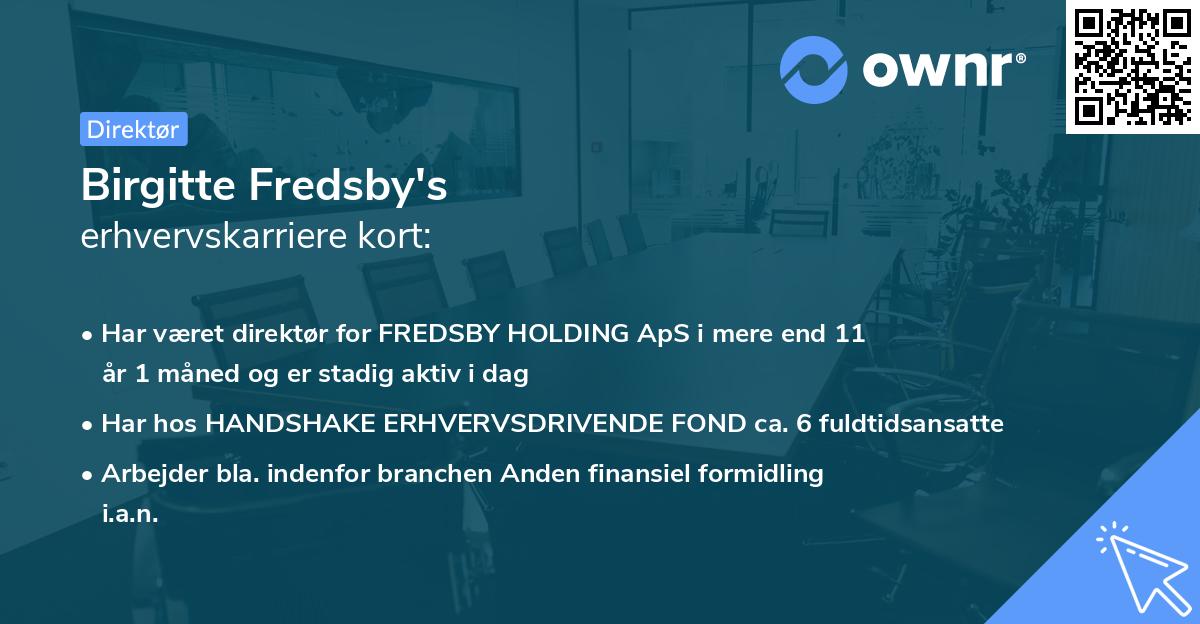 Birgitte Fredsby's erhvervskarriere kort