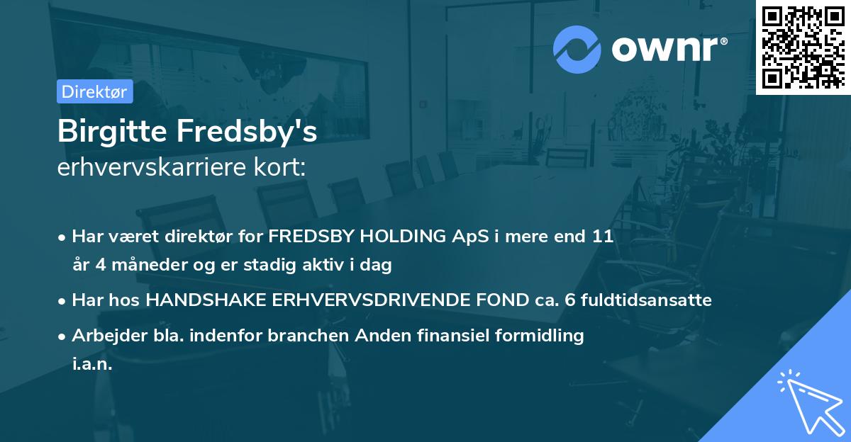 Birgitte Fredsby's erhvervskarriere kort