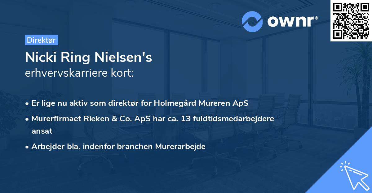Nicki Ring Nielsen's erhvervskarriere kort