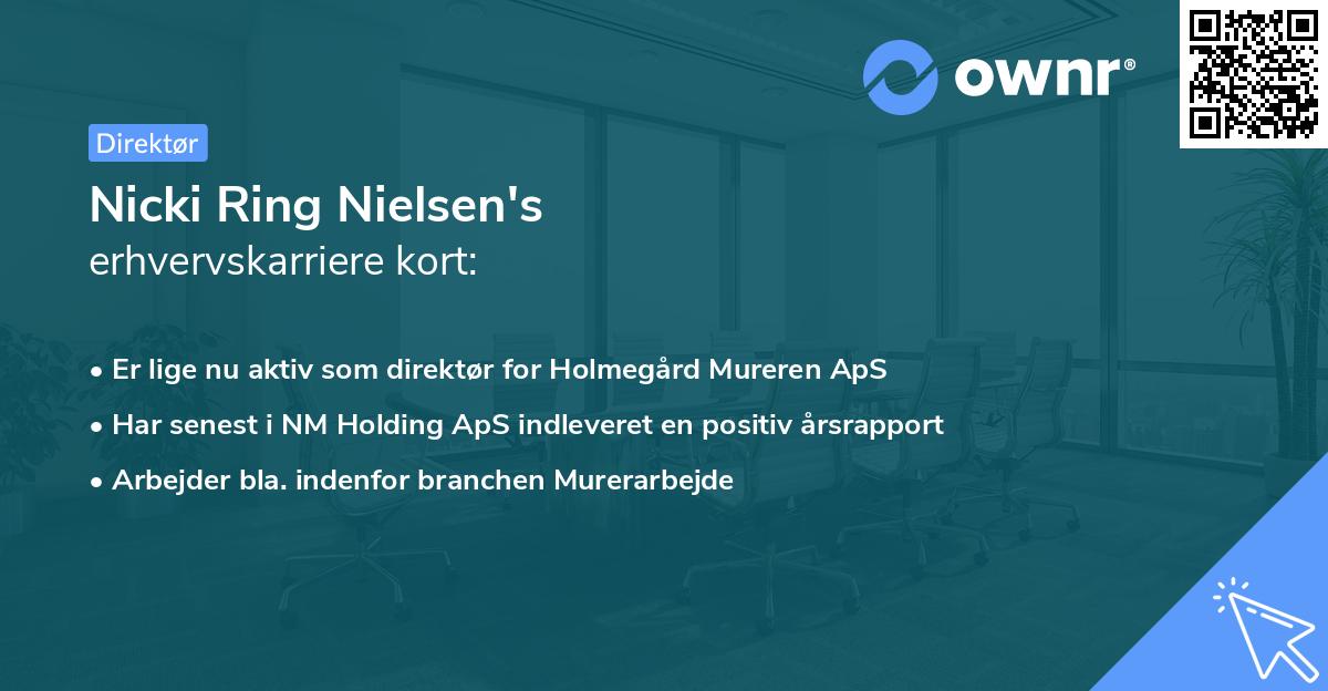 Nicki Ring Nielsen's erhvervskarriere kort