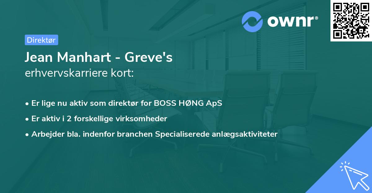 Jean Manhart - Greve's erhvervskarriere kort
