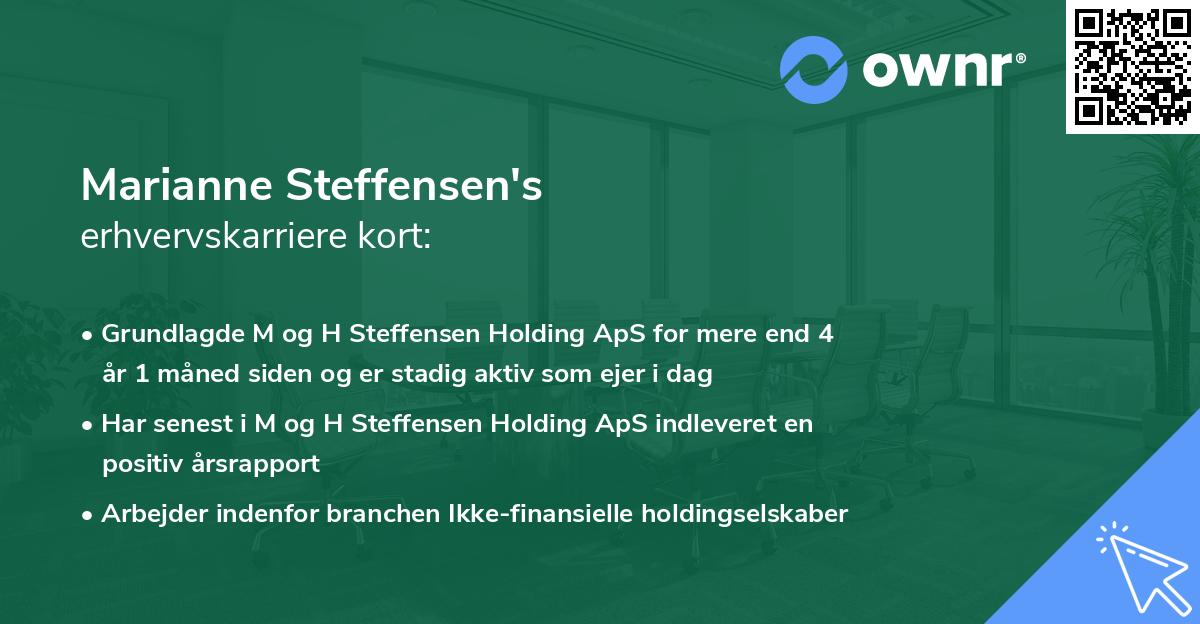 Marianne Steffensen's erhvervskarriere kort