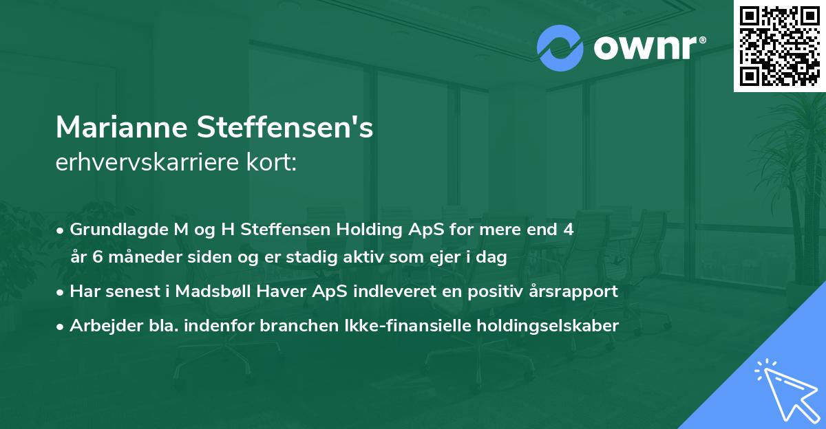 Marianne Steffensen's erhvervskarriere kort