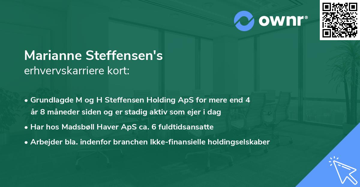 Marianne Steffensen's erhvervskarriere kort