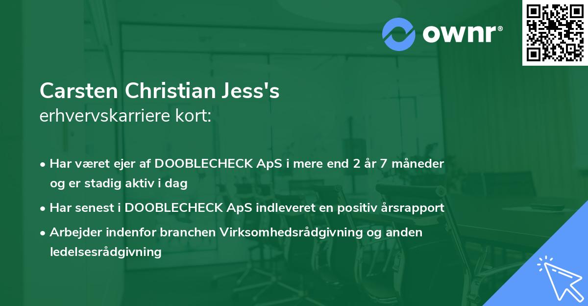 Carsten Christian Jess's erhvervskarriere kort