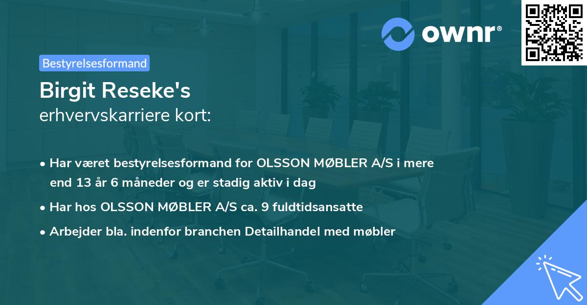 Birgit Reseke's erhvervskarriere kort