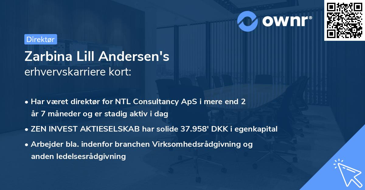 Zarbina Lill Andersen's erhvervskarriere kort