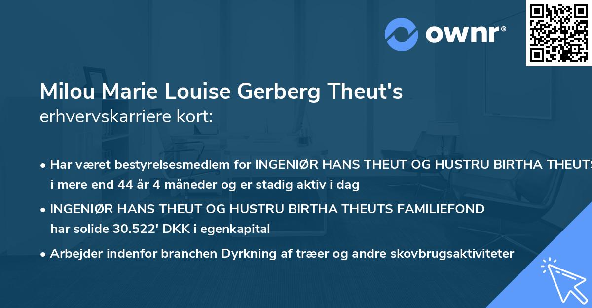 Milou Marie Louise Gerberg Theut's erhvervskarriere kort