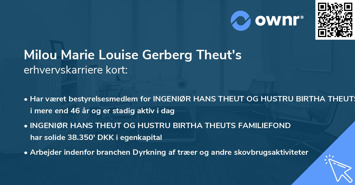 Milou Marie Louise Gerberg Theut's erhvervskarriere kort