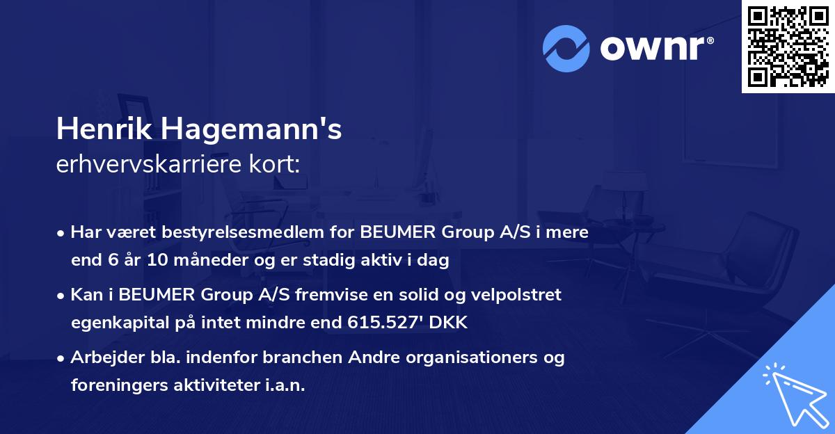 Henrik Hagemann's erhvervskarriere kort