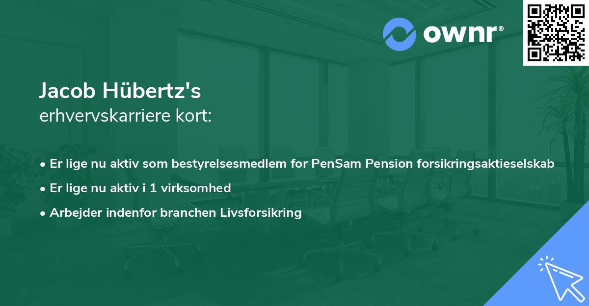 Jacob Hübertz's erhvervskarriere kort
