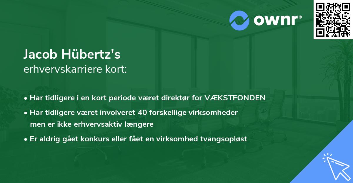 Jacob Hübertz's erhvervskarriere kort