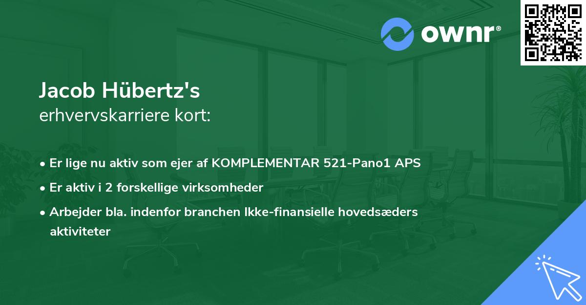 Jacob Hübertz's erhvervskarriere kort