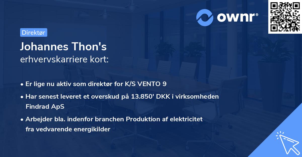 Johannes Thon's erhvervskarriere kort