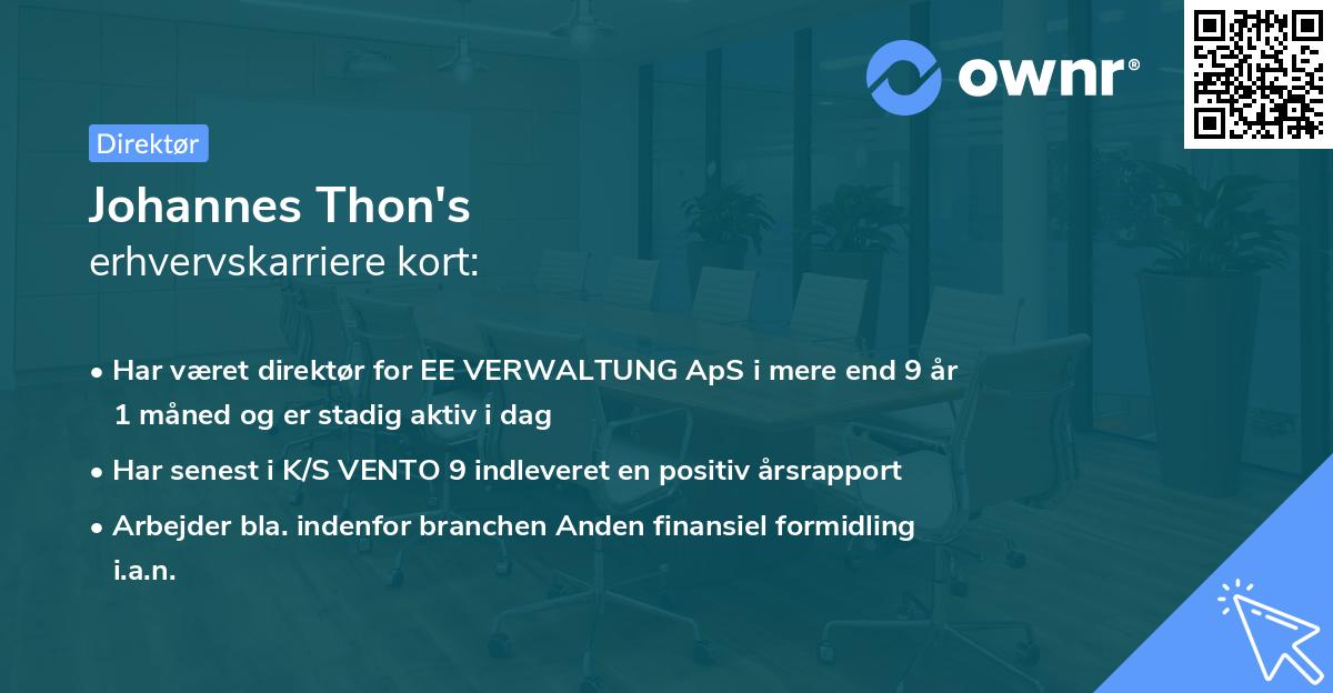 Johannes Thon's erhvervskarriere kort