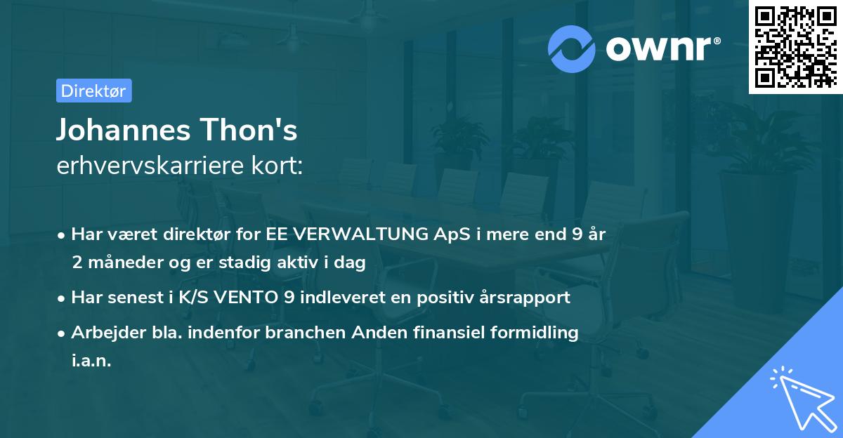 Johannes Thon's erhvervskarriere kort