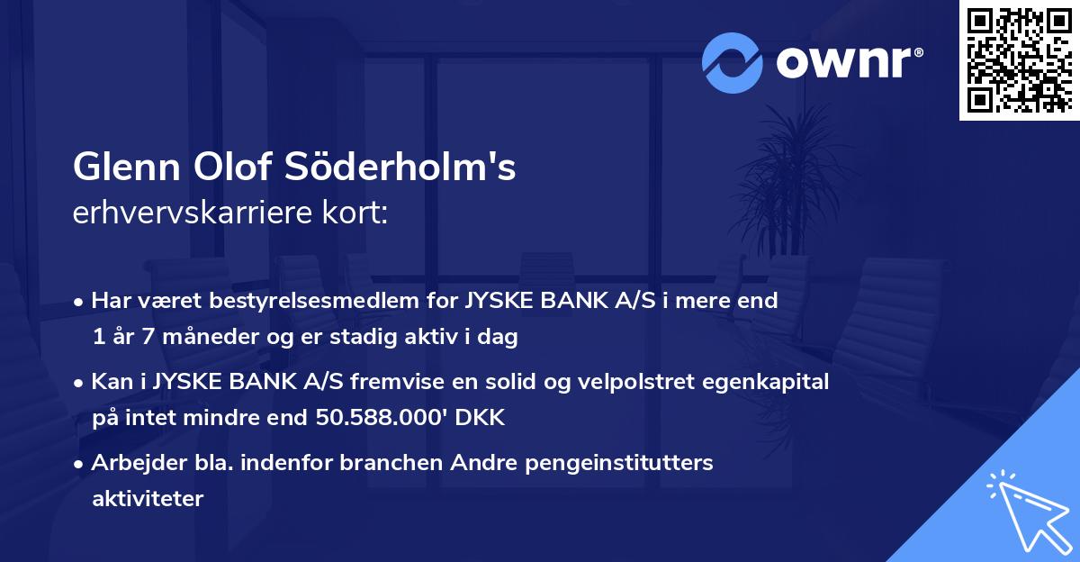 Glenn Olof Söderholm's erhvervskarriere kort
