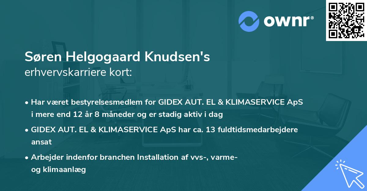 Søren Helgogaard Knudsen's erhvervskarriere kort