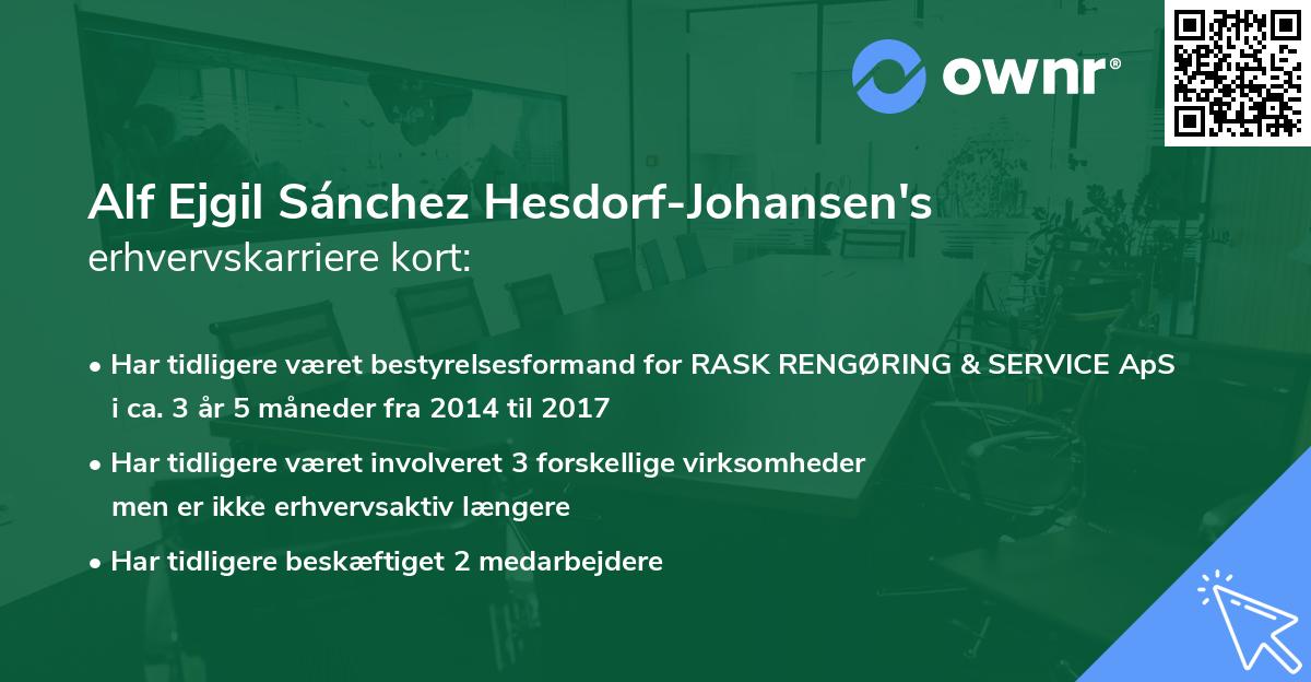 Alf Ejgil Sánchez Hesdorf-Johansen's erhvervskarriere kort