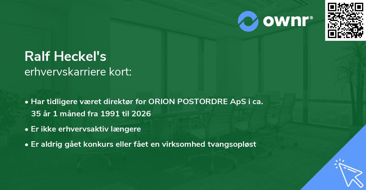 Ralf Heckel's erhvervskarriere kort