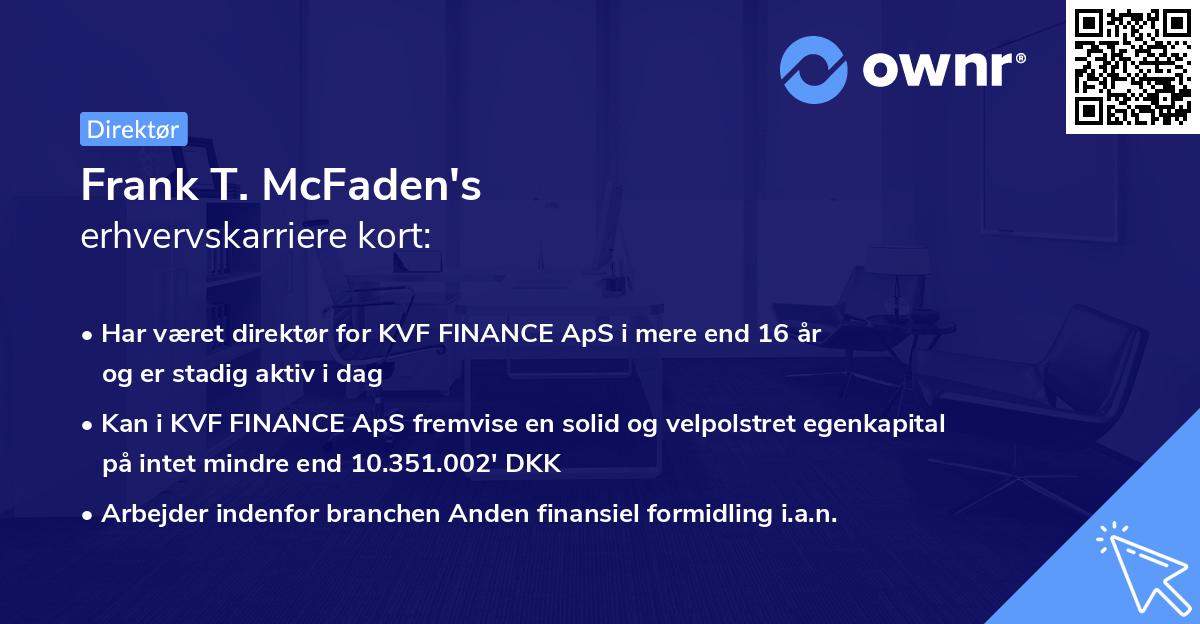 Frank T. McFaden's erhvervskarriere kort