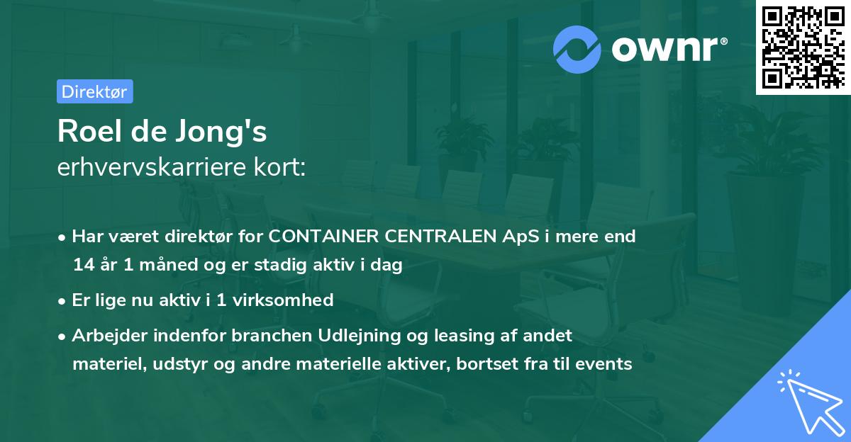Roel de Jong's erhvervskarriere kort
