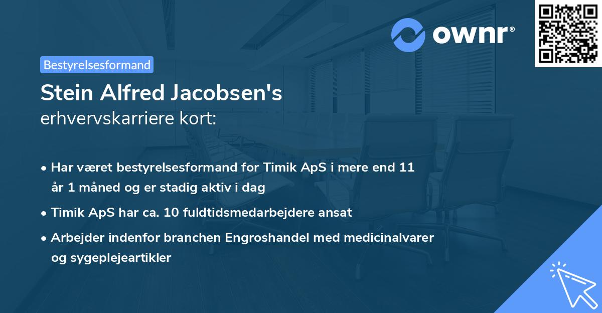Stein Alfred Jacobsen's erhvervskarriere kort