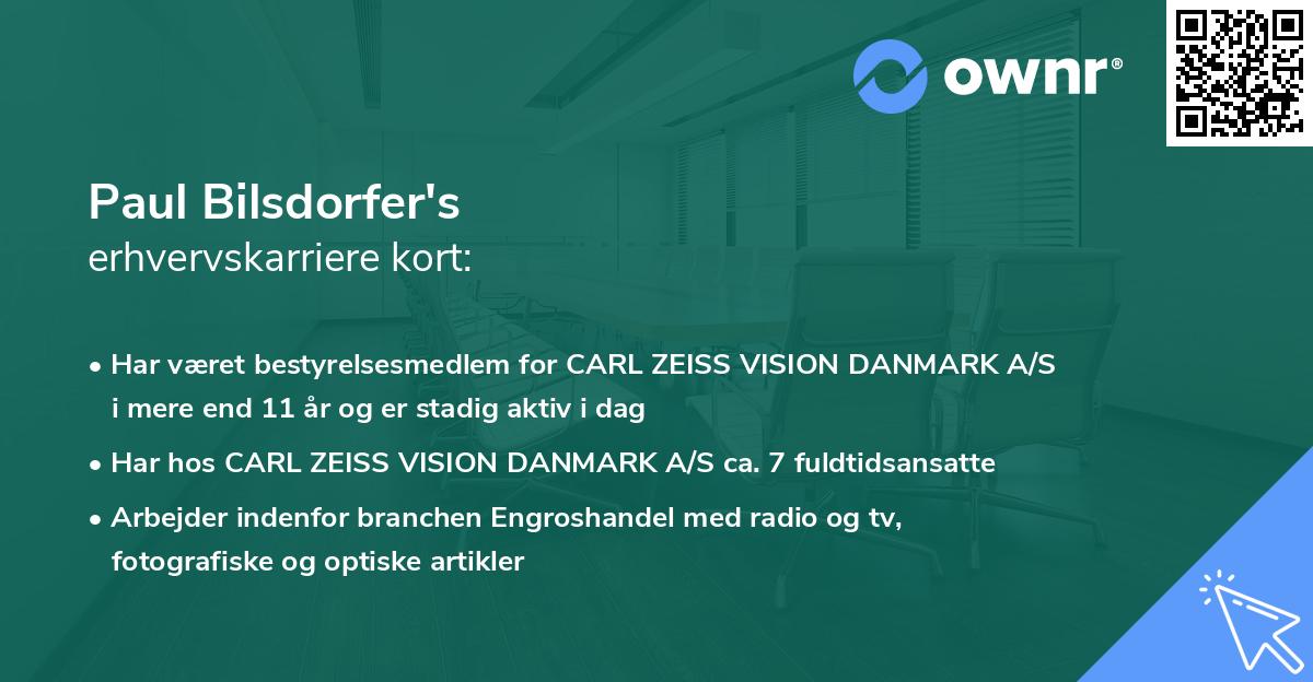 Paul Bilsdorfer's erhvervskarriere kort