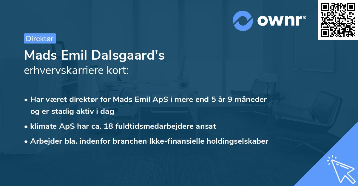 Mads Emil Dalsgaard's erhvervskarriere kort