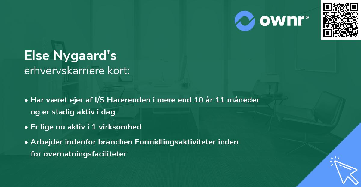 Else Nygaard's erhvervskarriere kort